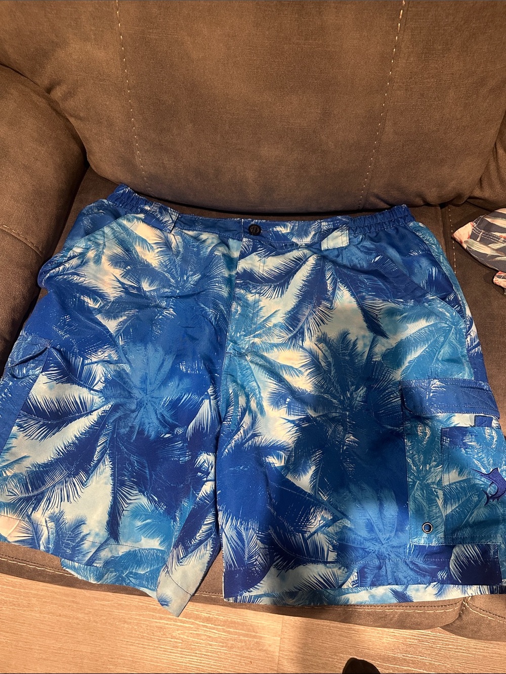 Reel Legends Blue Palm-Pattern Swim Bathing suit Shorts